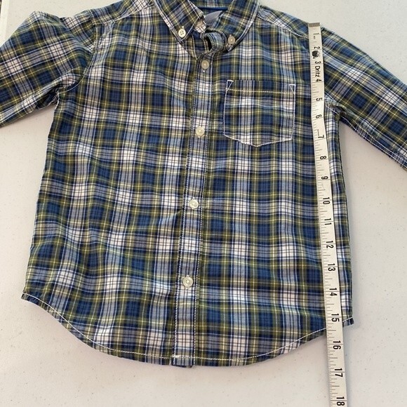 Carter's Plaid Button Down Shirt Long Sleeves Cotton Boy's Size 4T Blue Green - Picture 11 of 12
